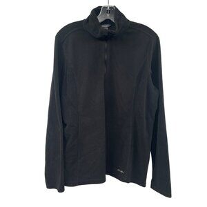 Eddie Bauer Womens Fleece Pullover 1/4 Sleeve Black Size XL Tall